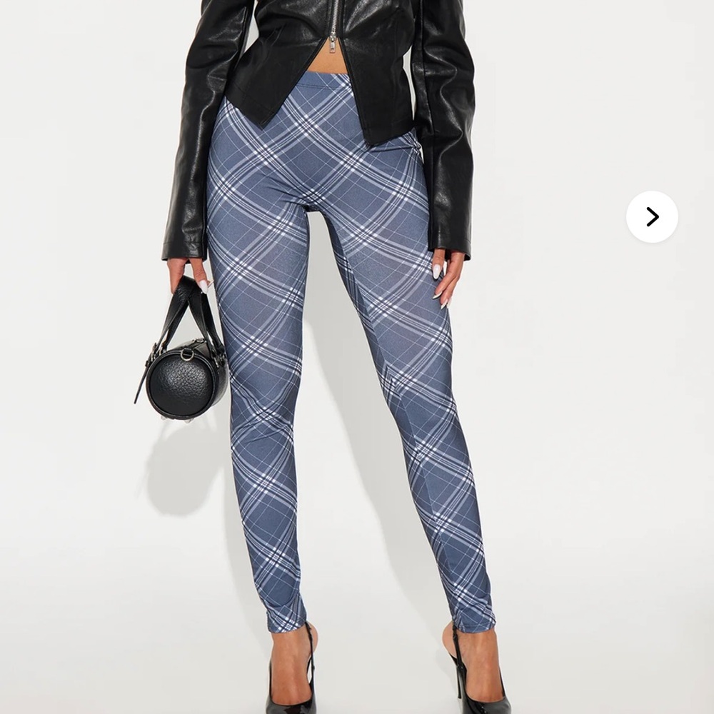 Fashion Nova Blue Plaid Leggings